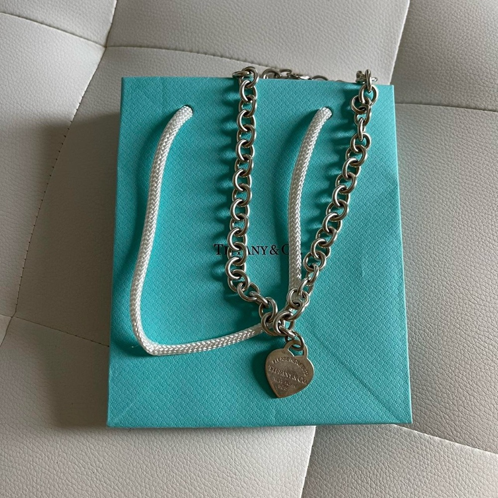 Tiffany and co heart tag chain necklace